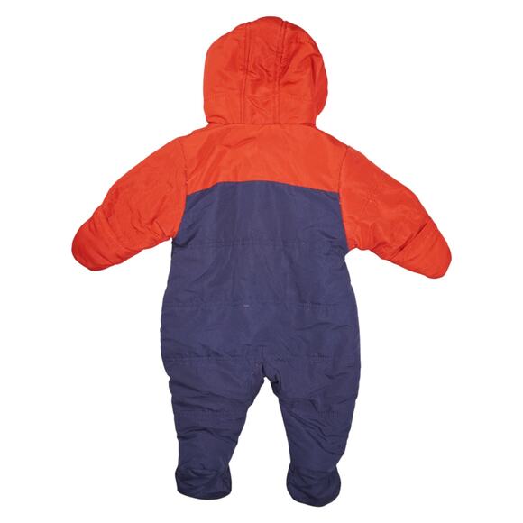 Tommy Hilfiger Baby Snowsuit 0-3M Hooded Bunting Suit Red Navy Logo - Picture 2 of 5
